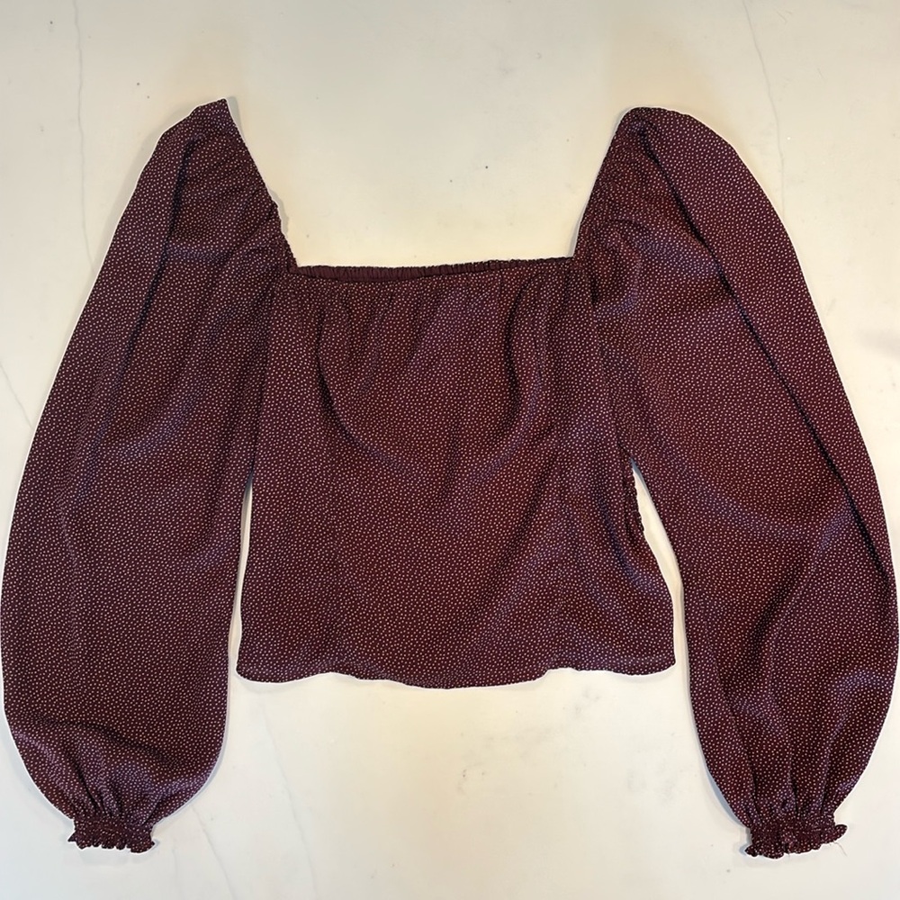 Abercrombie & Fitch Burgundy Puff Sleeve Blouse